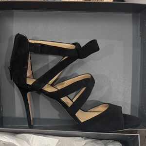 Ann Taylor Black Strappy Heels size 10. Worn once